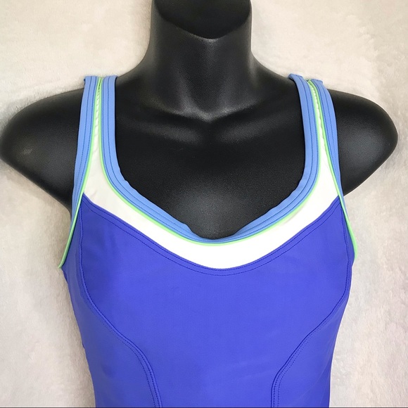 Vintage Christina one piece swimsuit made in Canada blue sports bathing suit - Picture 2 of 7